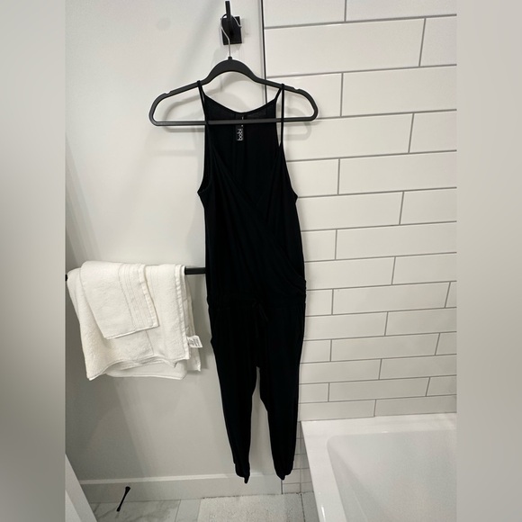 Bobi Supreme Jersey Tied Waist V Neck Jumpsuit in Passport - Picture 6 of 6